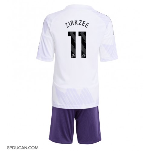 Dječji Nogometni Dres Manchester United Joshua Zirkzee #11 Gostujuci 2025-26 Kratak Rukav (+ Kratke hlače)